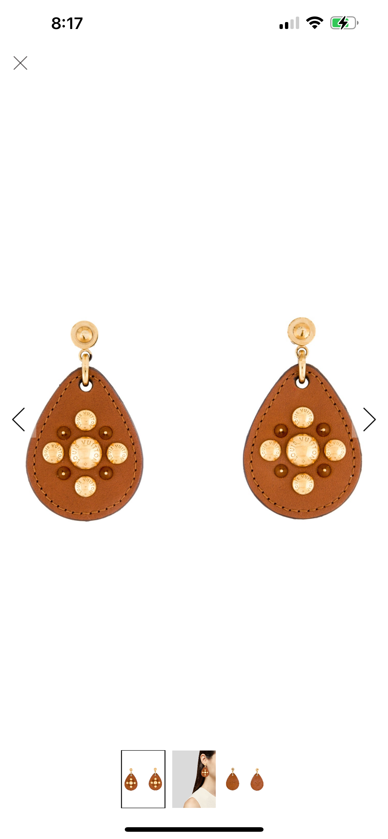 Louis Vuitton leather studded drop earrings