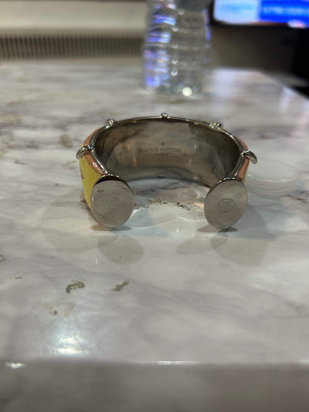 Louis Vuitton leather large monogram cuff bracelet