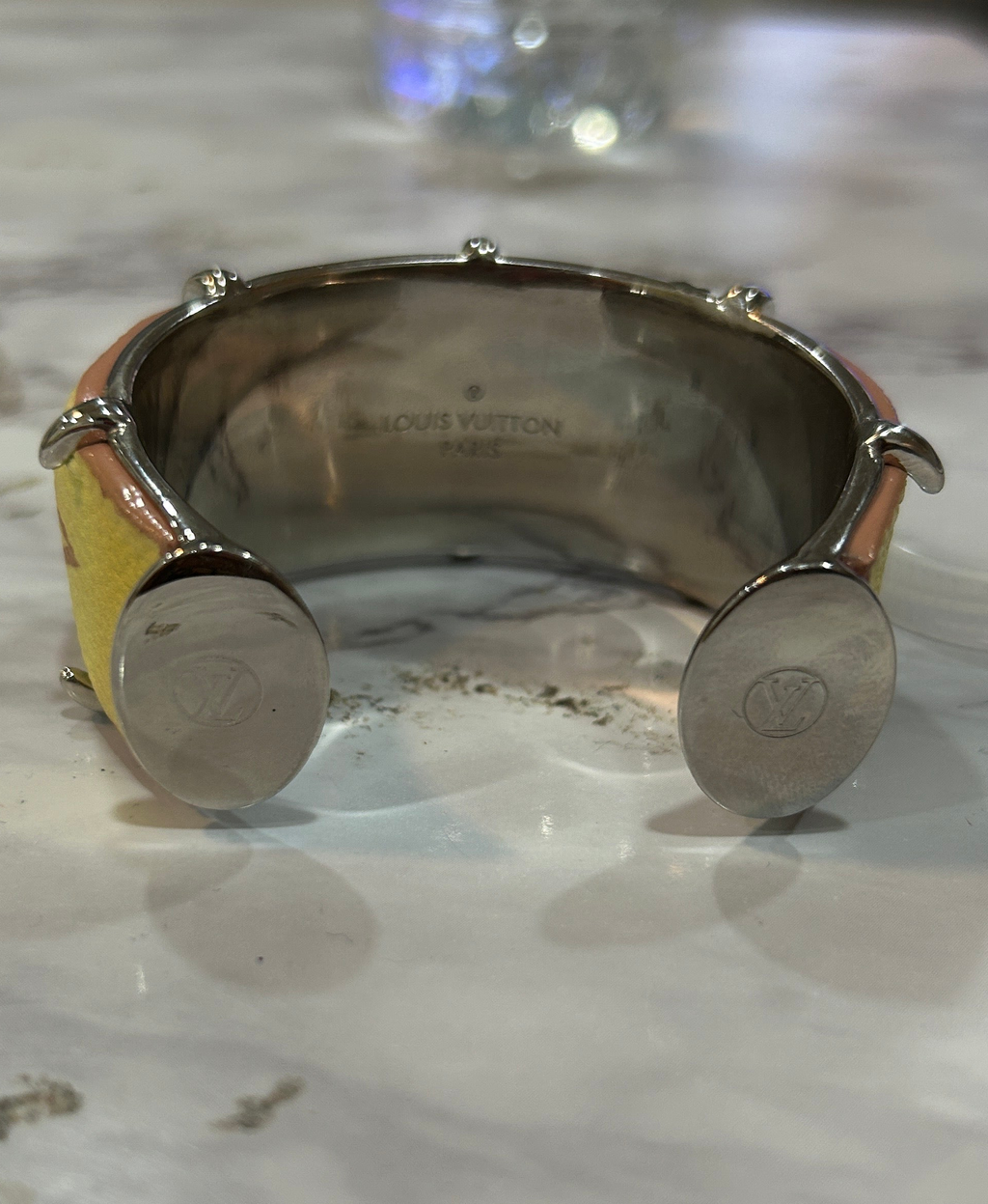 Louis Vuitton leather large monogram cuff bracelet