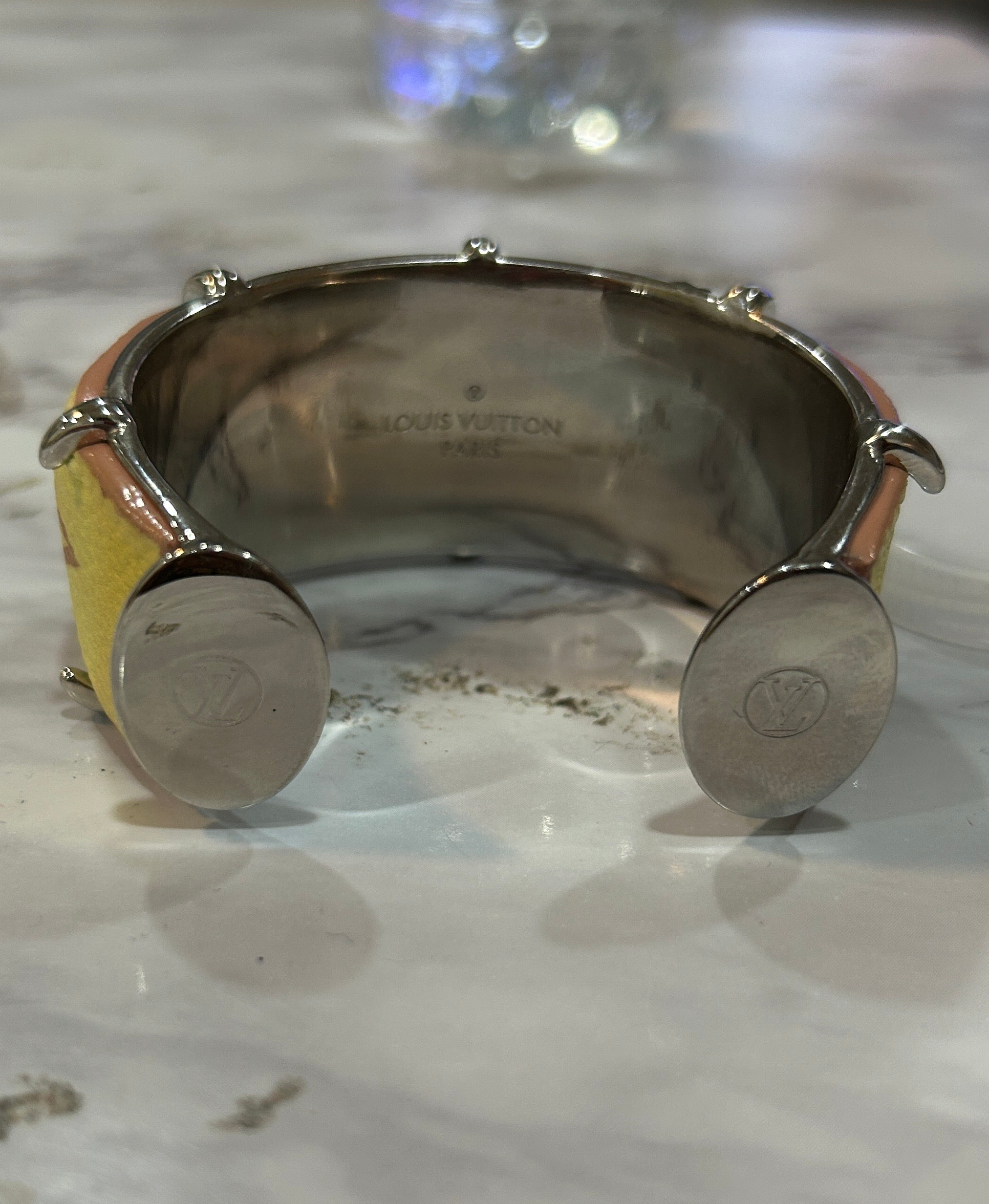 Louis Vuitton leather large monogram cuff bracelet