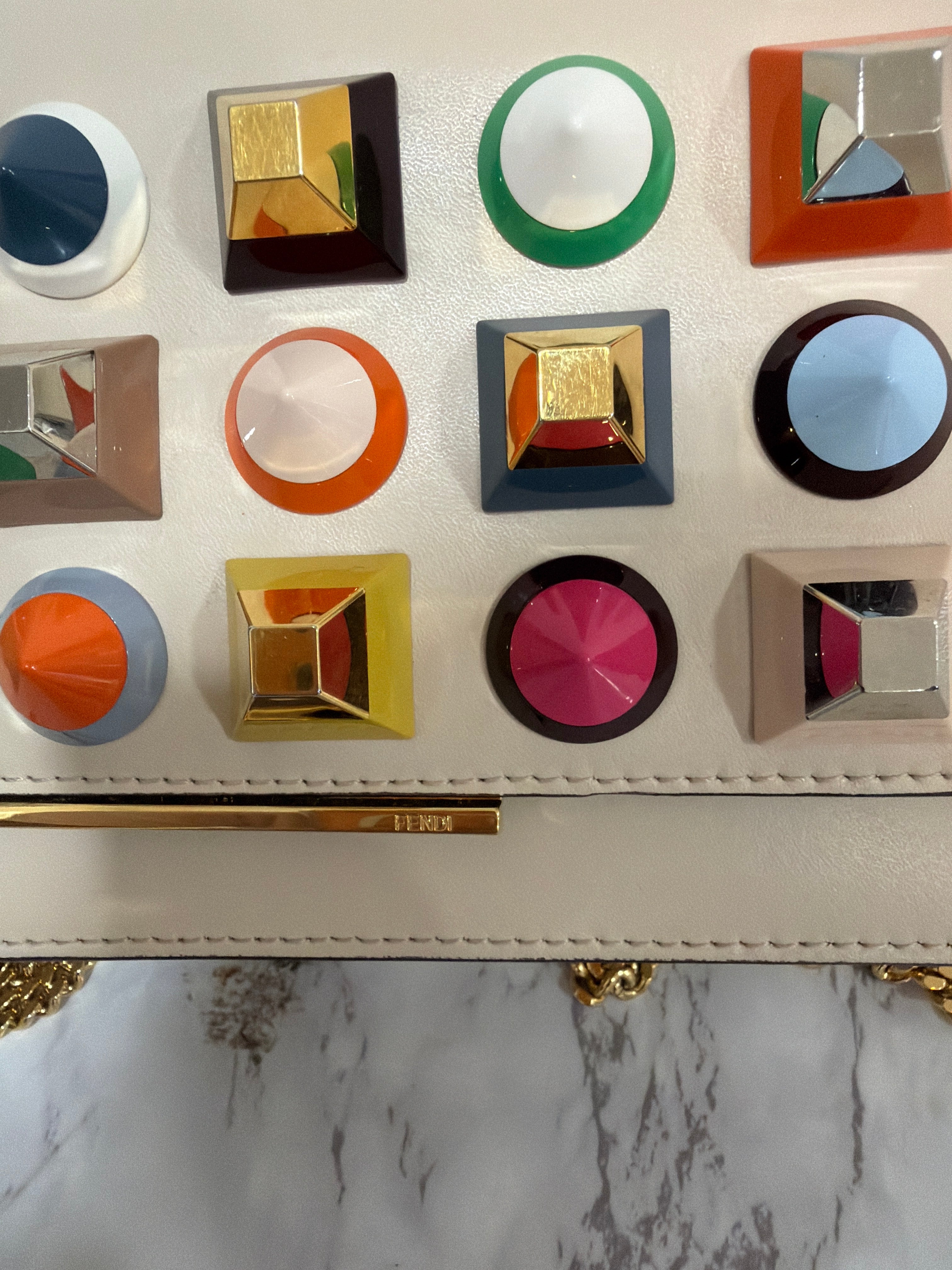 Fendi studded Vitello wallet on chain