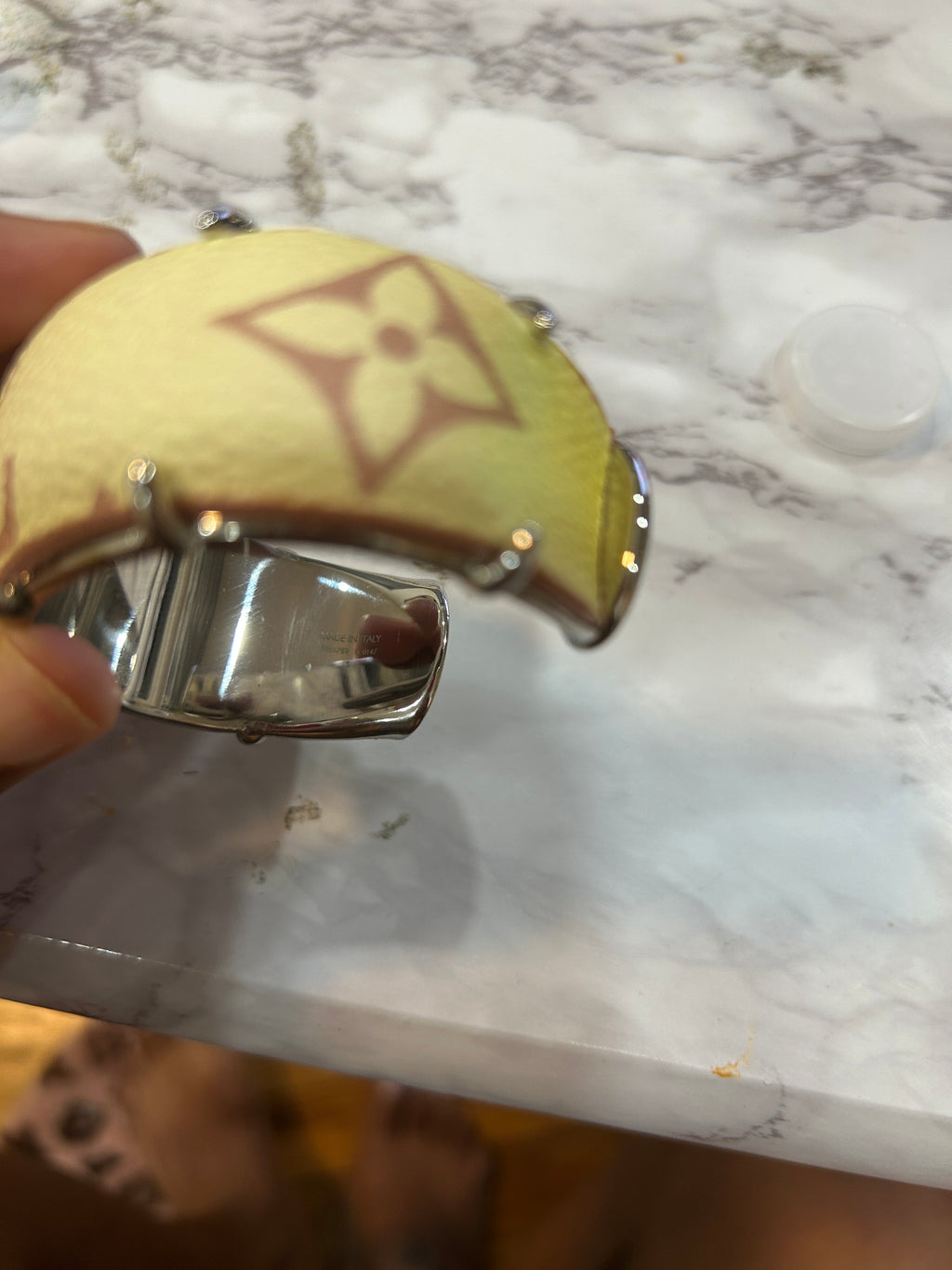 Louis Vuitton leather large monogram cuff bracelet