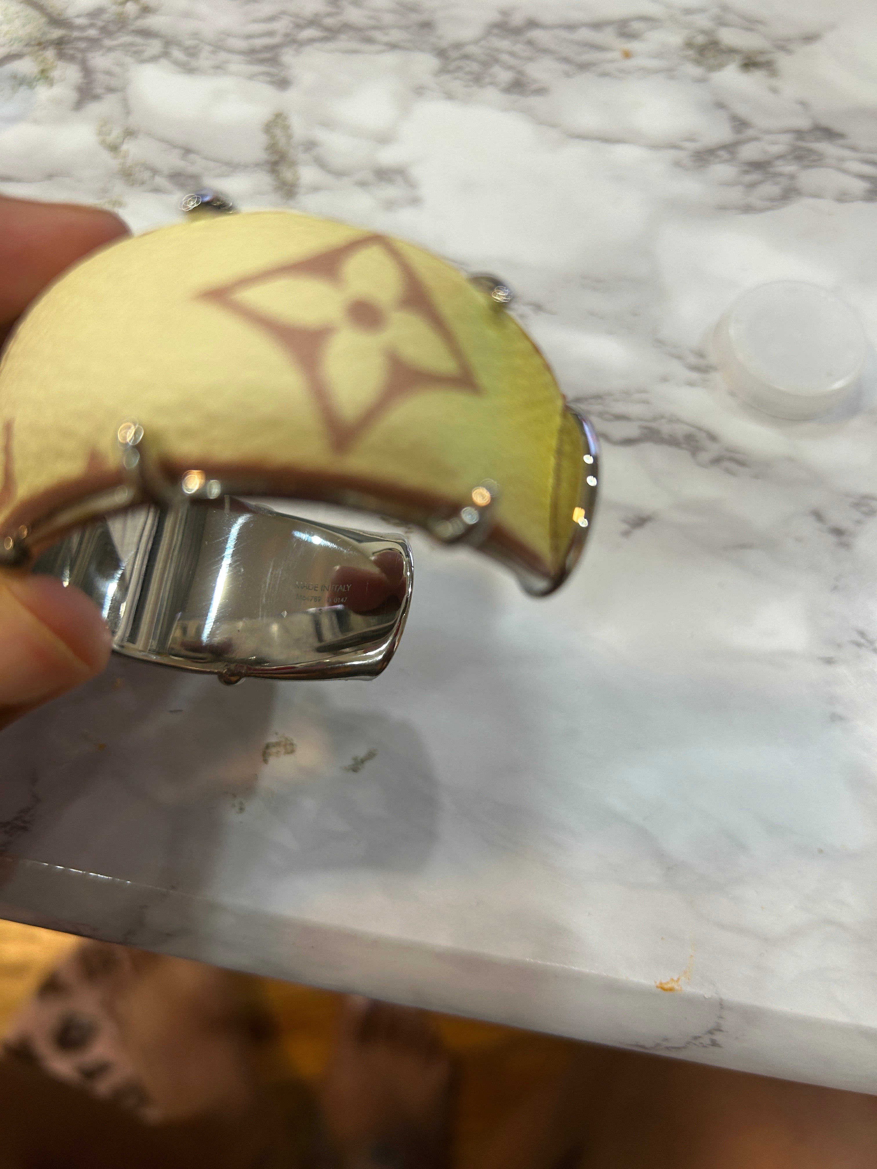 Louis Vuitton leather large monogram cuff bracelet