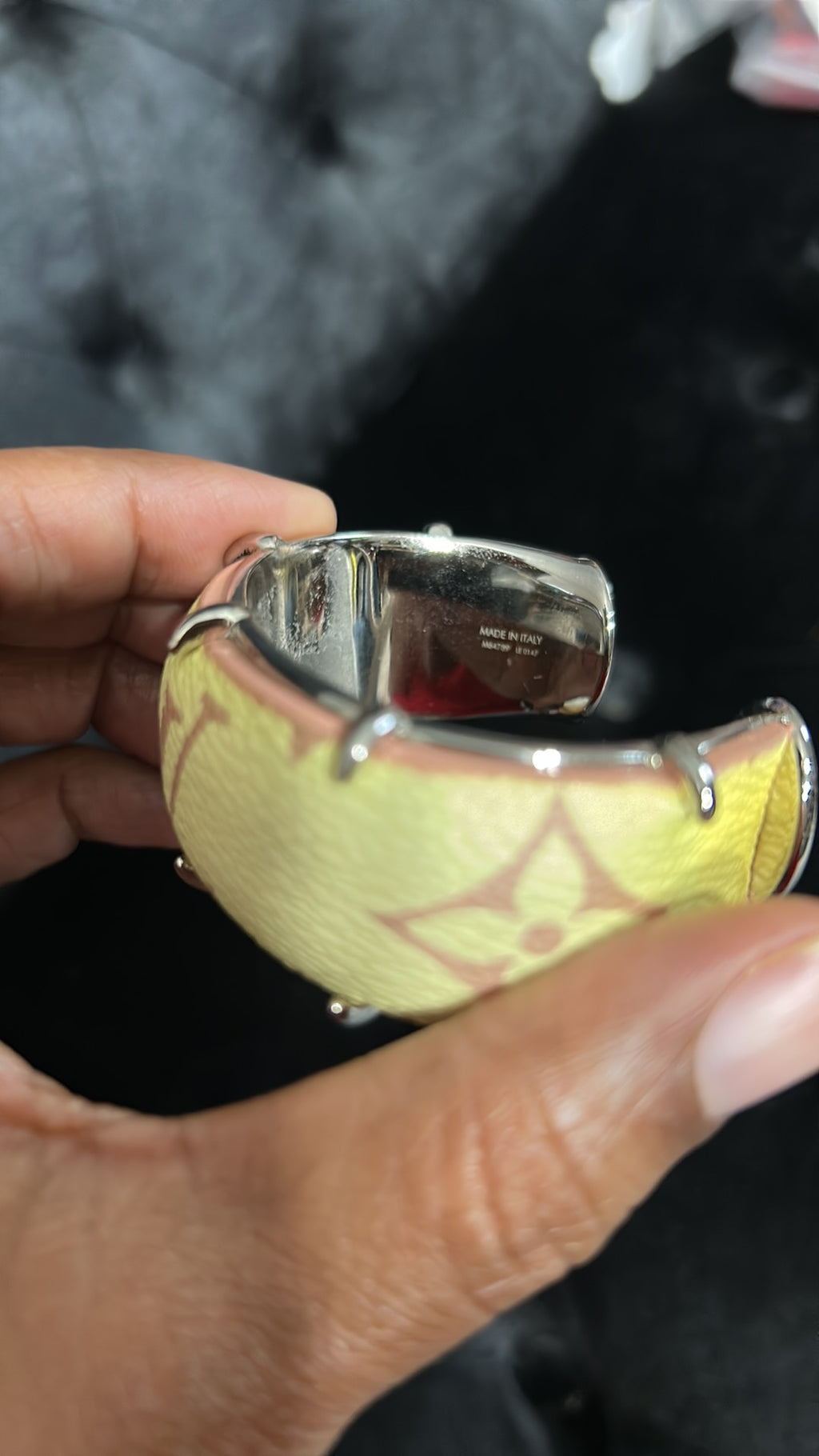 Louis Vuitton leather large monogram cuff bracelet