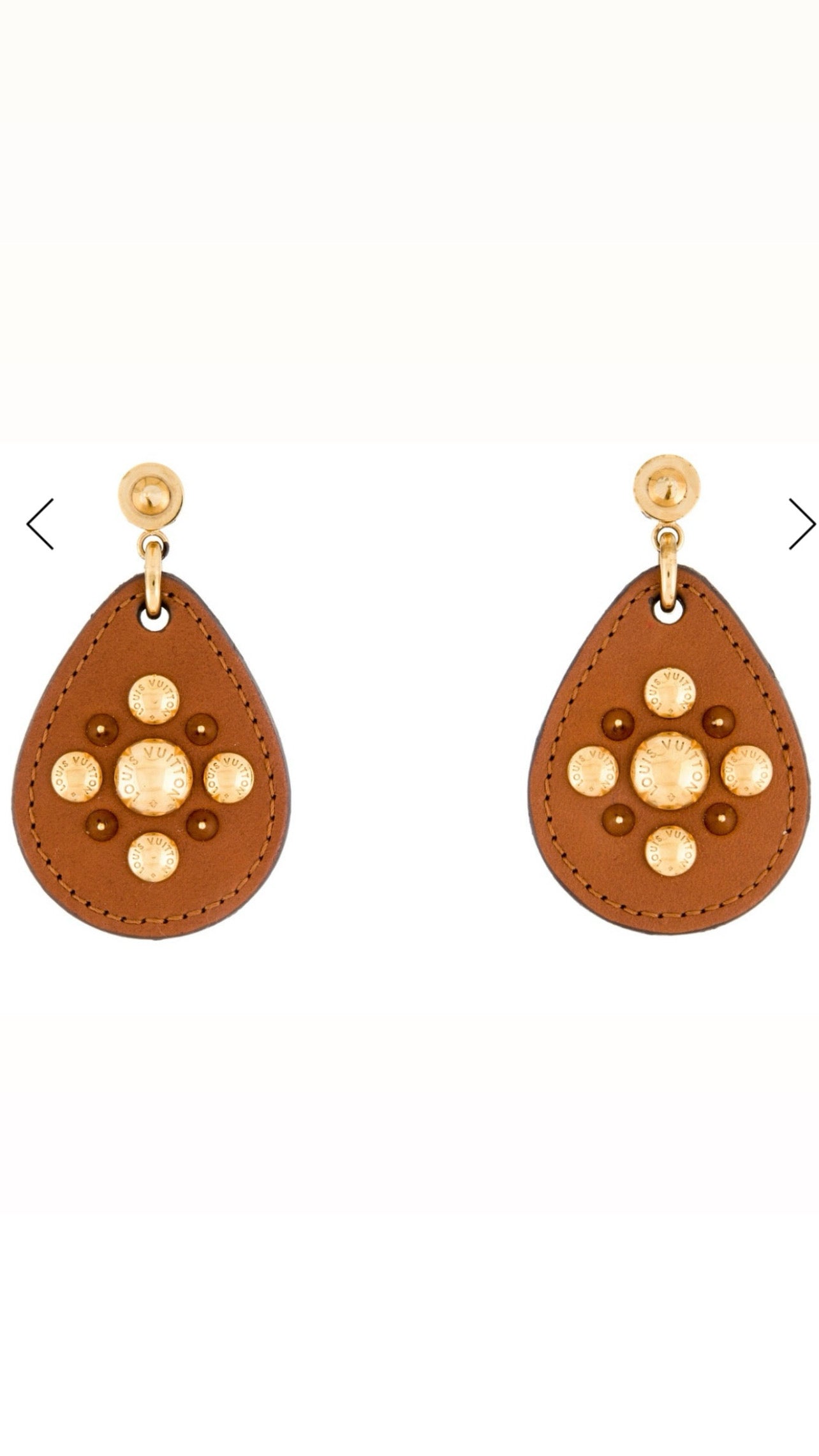 Louis Vuitton leather studded drop earrings