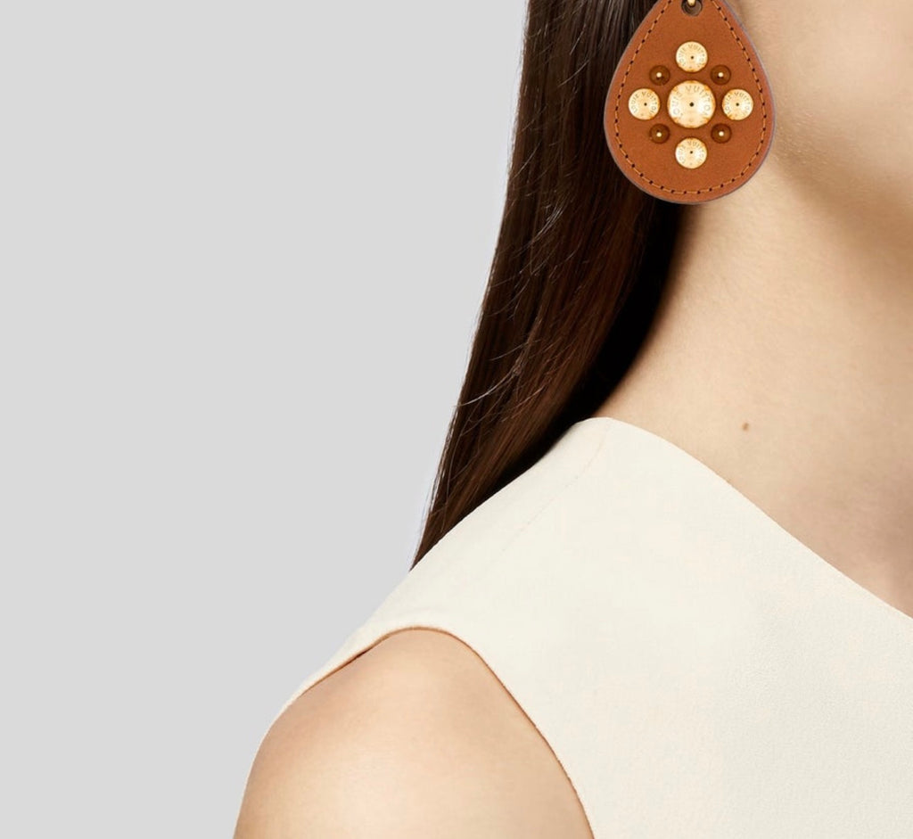Louis Vuitton leather studded drop earrings